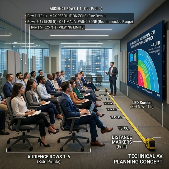 Cómo calcular el tamaño ideal de pantalla LED para conferencia