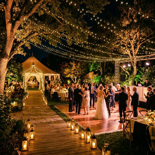 Equipos de iluminación para boda de noche