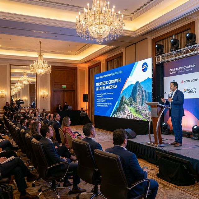 Pantalla LED de alta resolución en conferencia en hotel de Bogotá