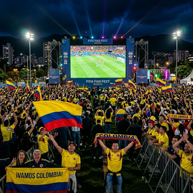 Pantalla LED gigante en fan zone deportivo en Bogotá