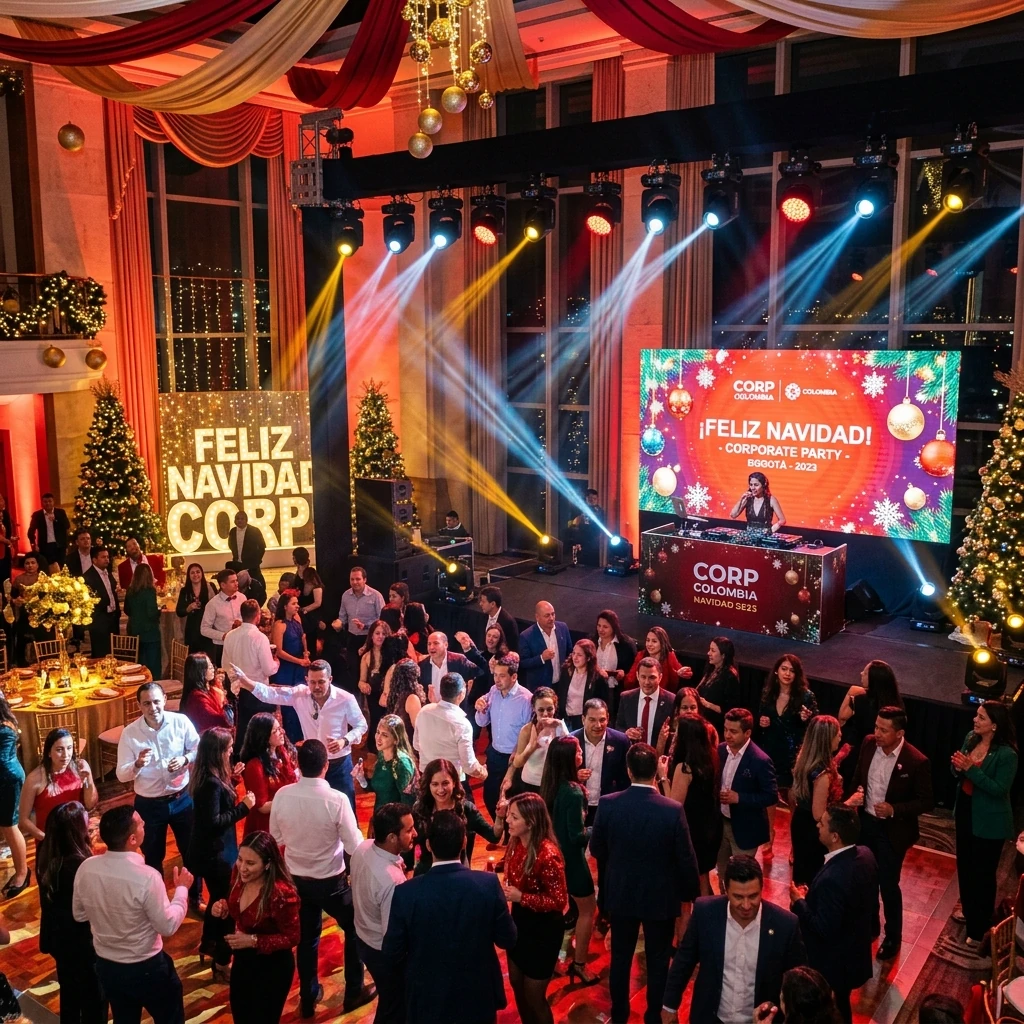 Producción de fiesta de navidad corporativa en Bogotá