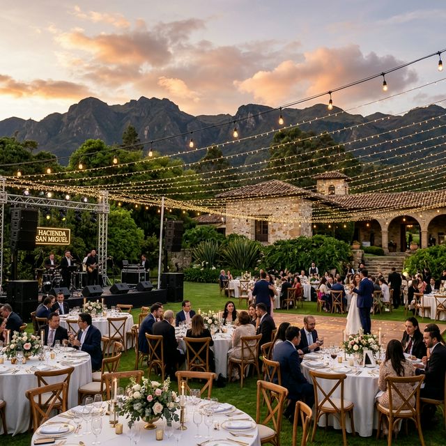 Sonido e iluminación profesional para boda en hacienda de Chía